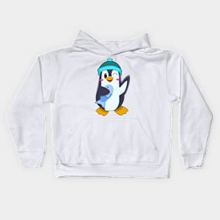 Penguin with Fish & Hat Kids Hoodie